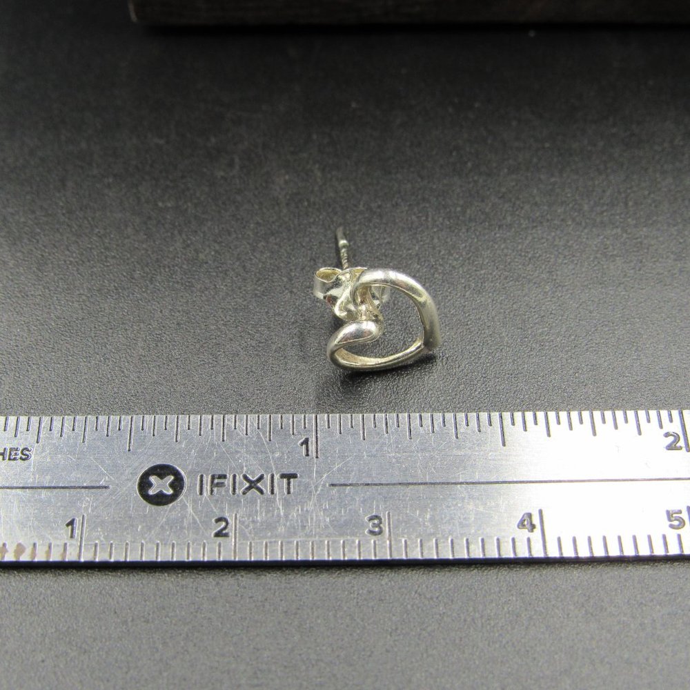 Sterling Tiny Cursive Heart Love Stud Earrings - image 6